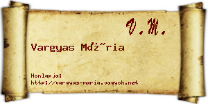 Vargyas Mária névjegykártya