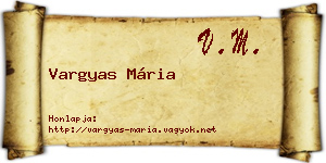 Vargyas Mária névjegykártya